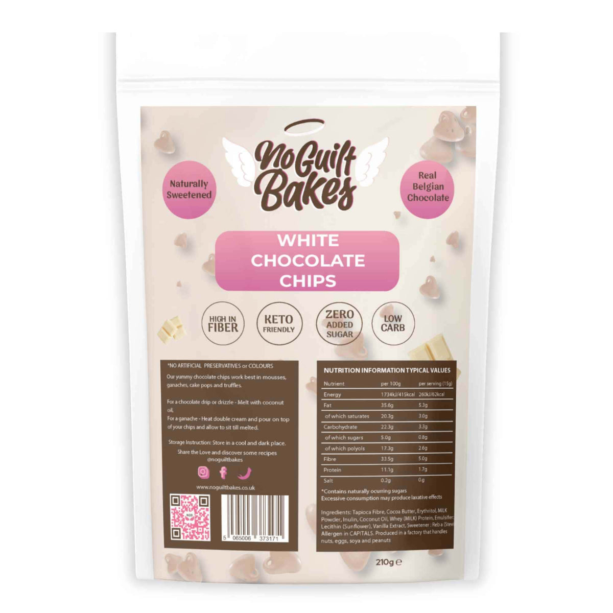 Belgian White chocolate chips from No Guilt Bakes are deliciously low-carb keto-friendly treats that are perfect for chocolate lovers.