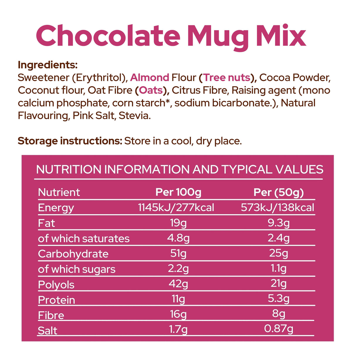 An image of chocolate mug mix nutritional