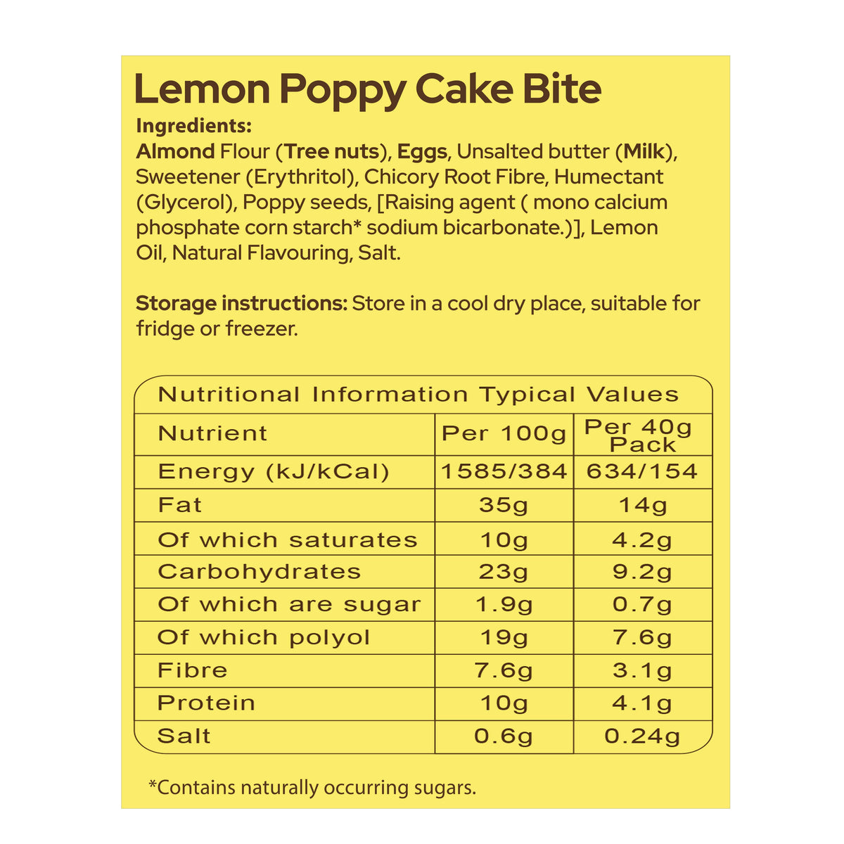 An Image of  Lemon Poppy Cake Bite Nutritional Information And Ingredients